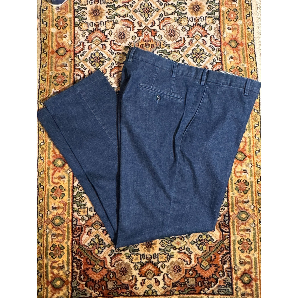 Rubinacci Napoli Denim Indigo Trousers Pants 56IT 37 Waist x31.5 Inseam Stretch